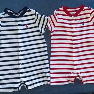 2 Striped Baby Ralph Lauren Romper Set